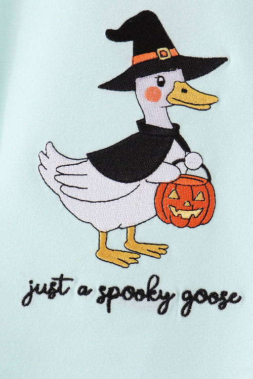 Blue goose embroidery top