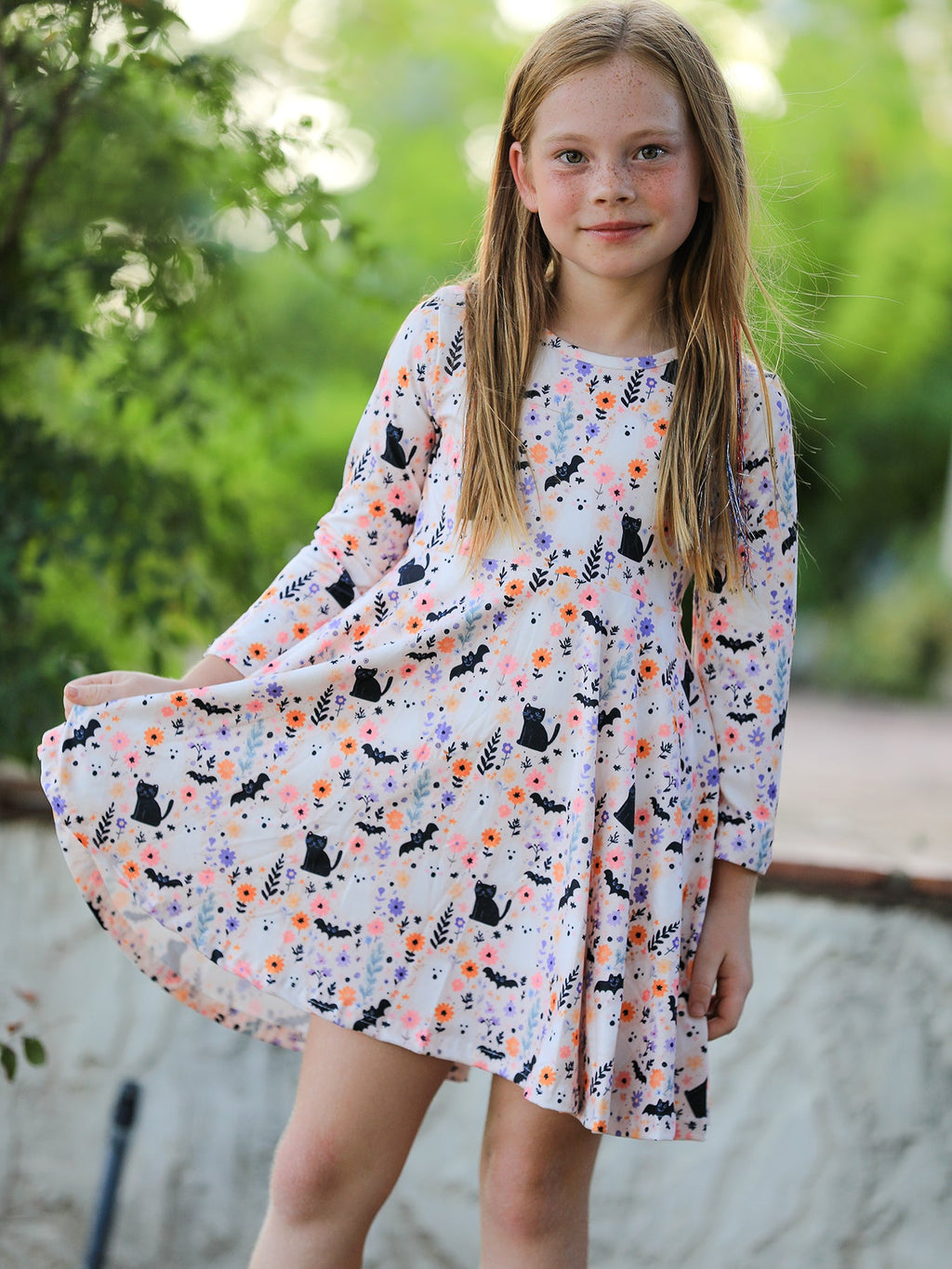 Halloween Black Cat Girls Twirl Dress