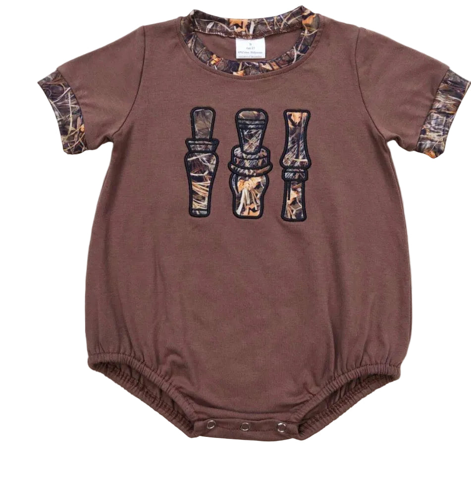 Boys camo duck call romper