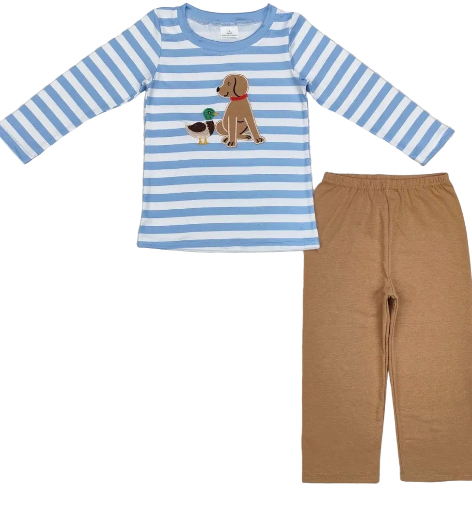 Dog & Duck Striped Outfit