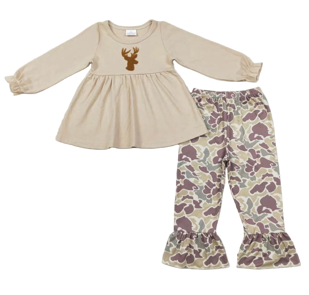 Camo Deer Ruffle Pant Set