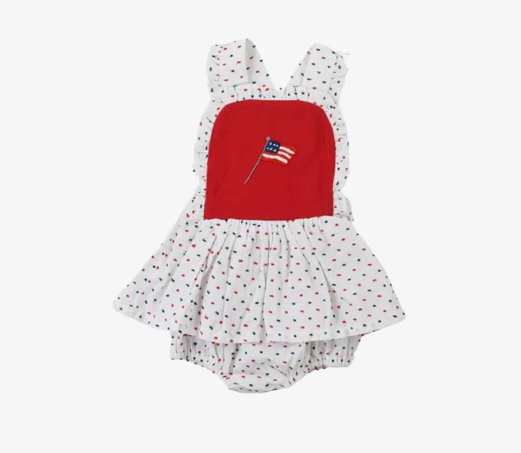 Southern Taters Swiss Dot Flag Girls Bubble