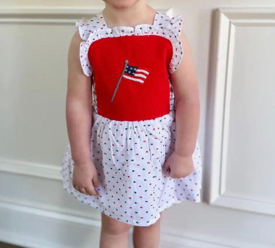 Southern Taters Swiss Dot Flag Girls Bubble