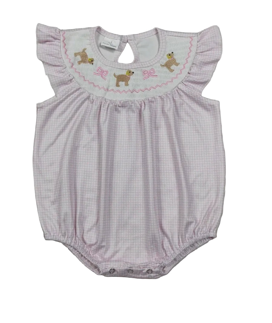 Pink Puppy Gingham Romper