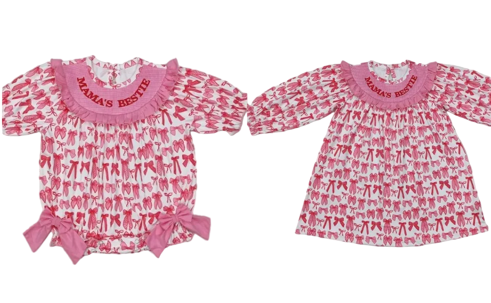 Mama's Bestie Smocked Bow Outfit